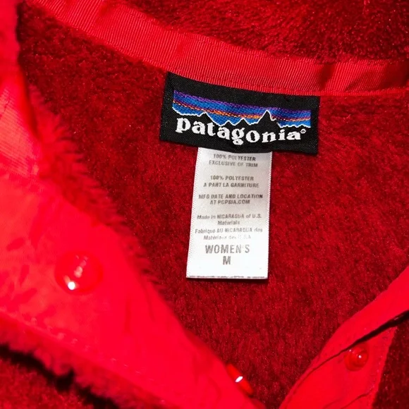 Patagonia women’s ' Vibrant Red Fleece Hoodie Size M - Picture 5 of 6